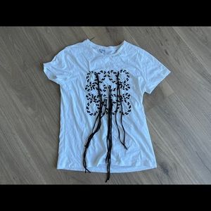 Loewe tshirt tee white logo fringe size small s